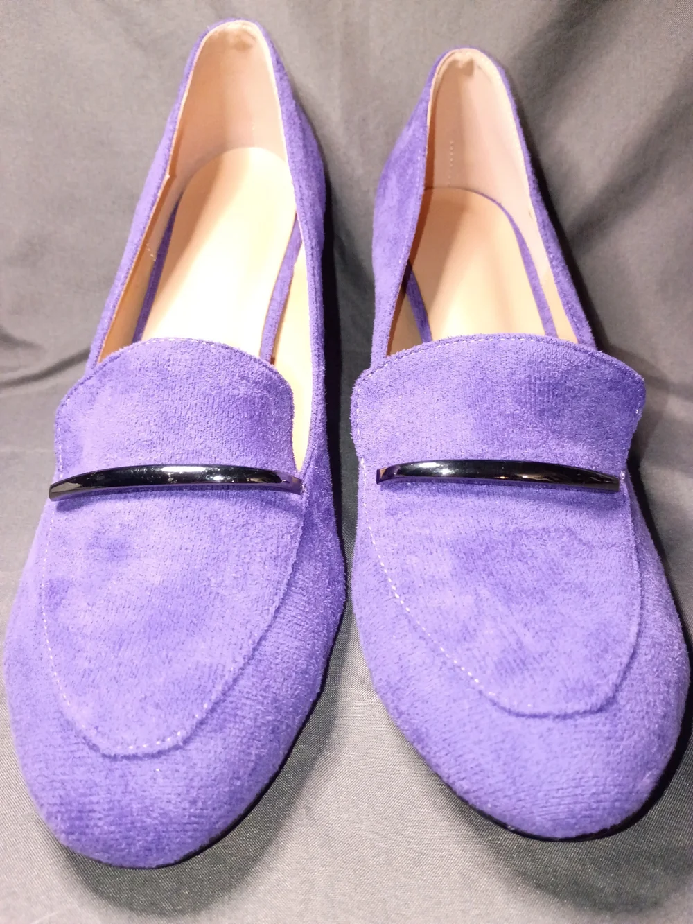 Purple Suede Block Heel Loafers - Women's Dress Pumps